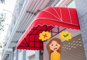 store banne avec personnage qui fait un choix