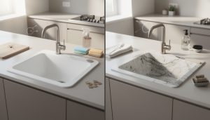 comparez les éviers en résine et en quartz selon leur durabilité, entretien, esthétique et coût pour faire le meilleur choix pour votre cuisine.