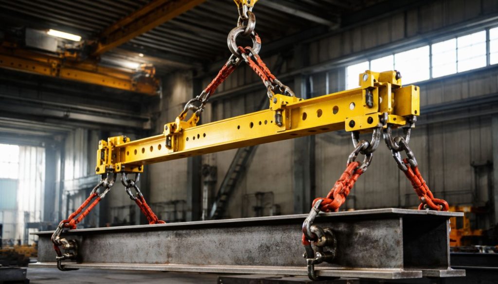 Grue et poutre en I dans un entrepôt