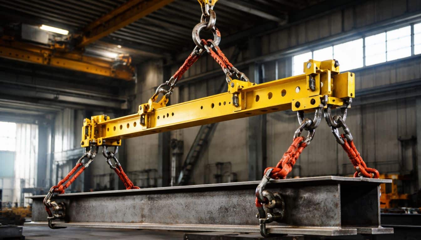 Grue et poutre en I dans un entrepôt